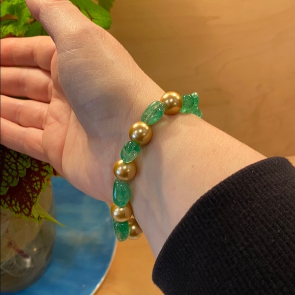 Bracelet with semi precious stones. Emerald green - Picture 4 of 5